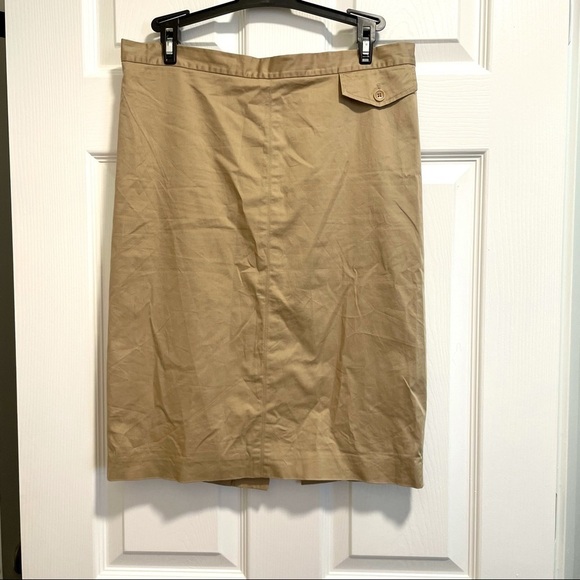 BCBG Max Azria Khaki Neutral Pencil Skirt Slit - Picture 1 of 9